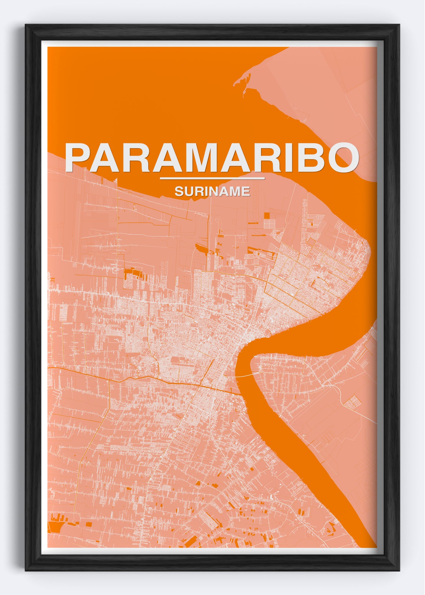 Suriname - Paramaribo Map Art Wall Print