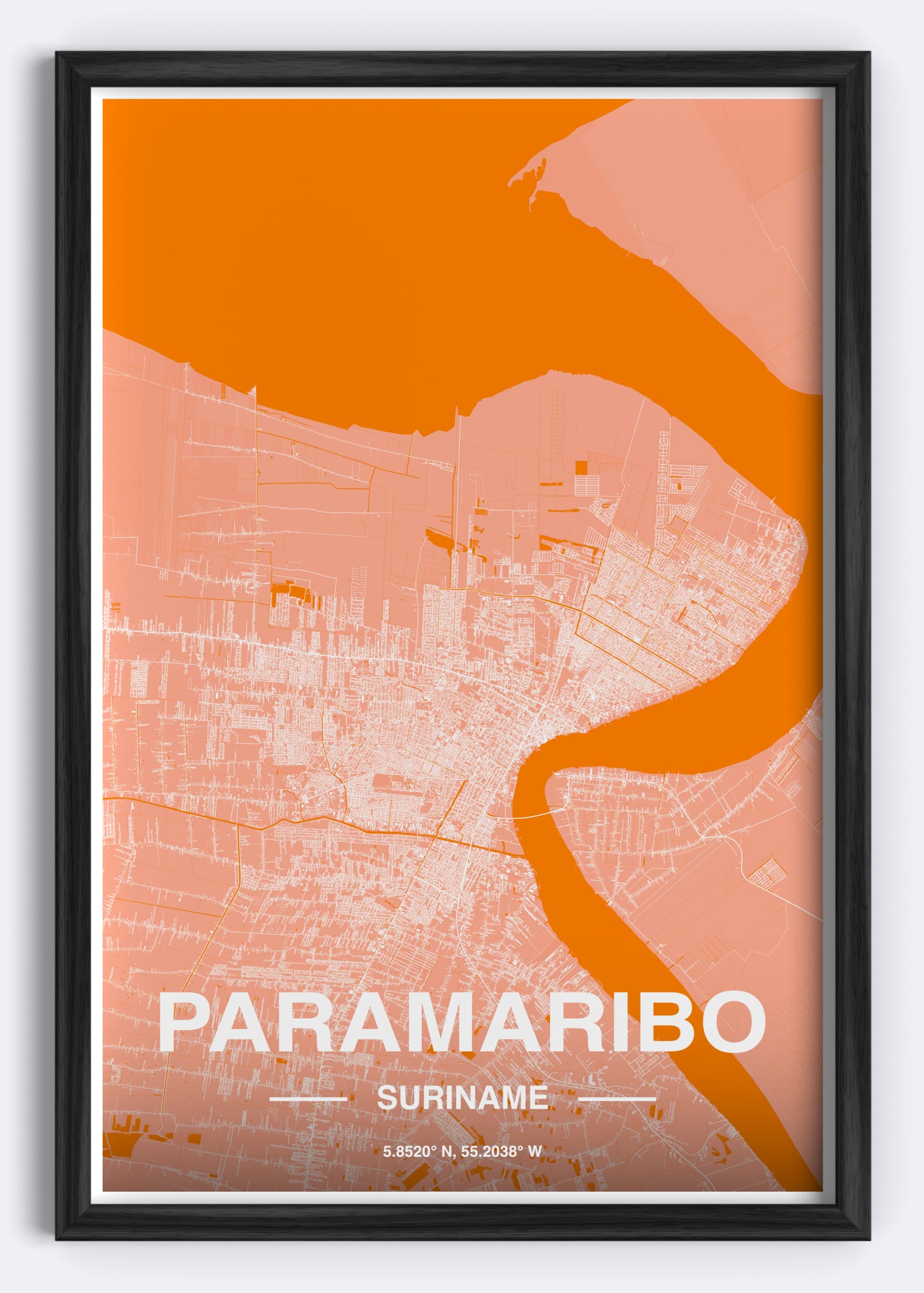 Suriname - Paramaribo Map Art Wall Print