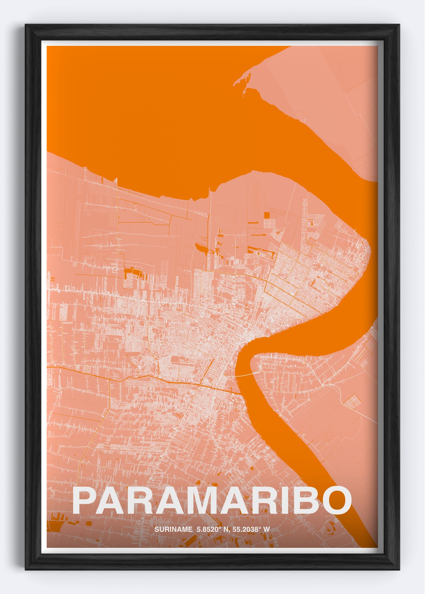 Suriname - Paramaribo Map Art Wall Print