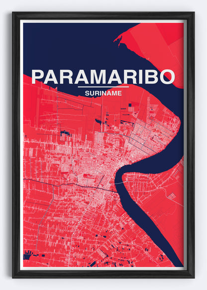 Suriname - Paramaribo Map Art Wall Print