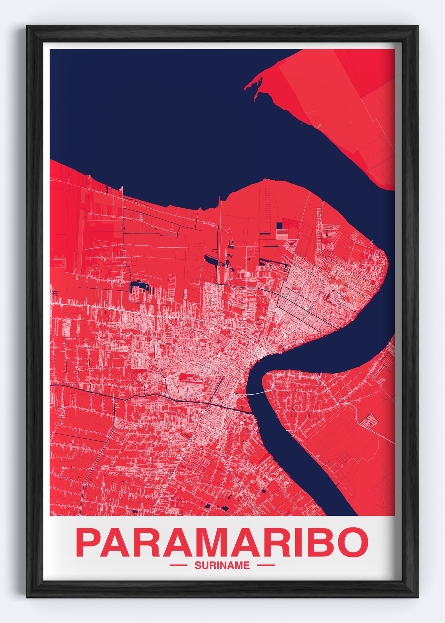 Suriname - Paramaribo Map Art Wall Print