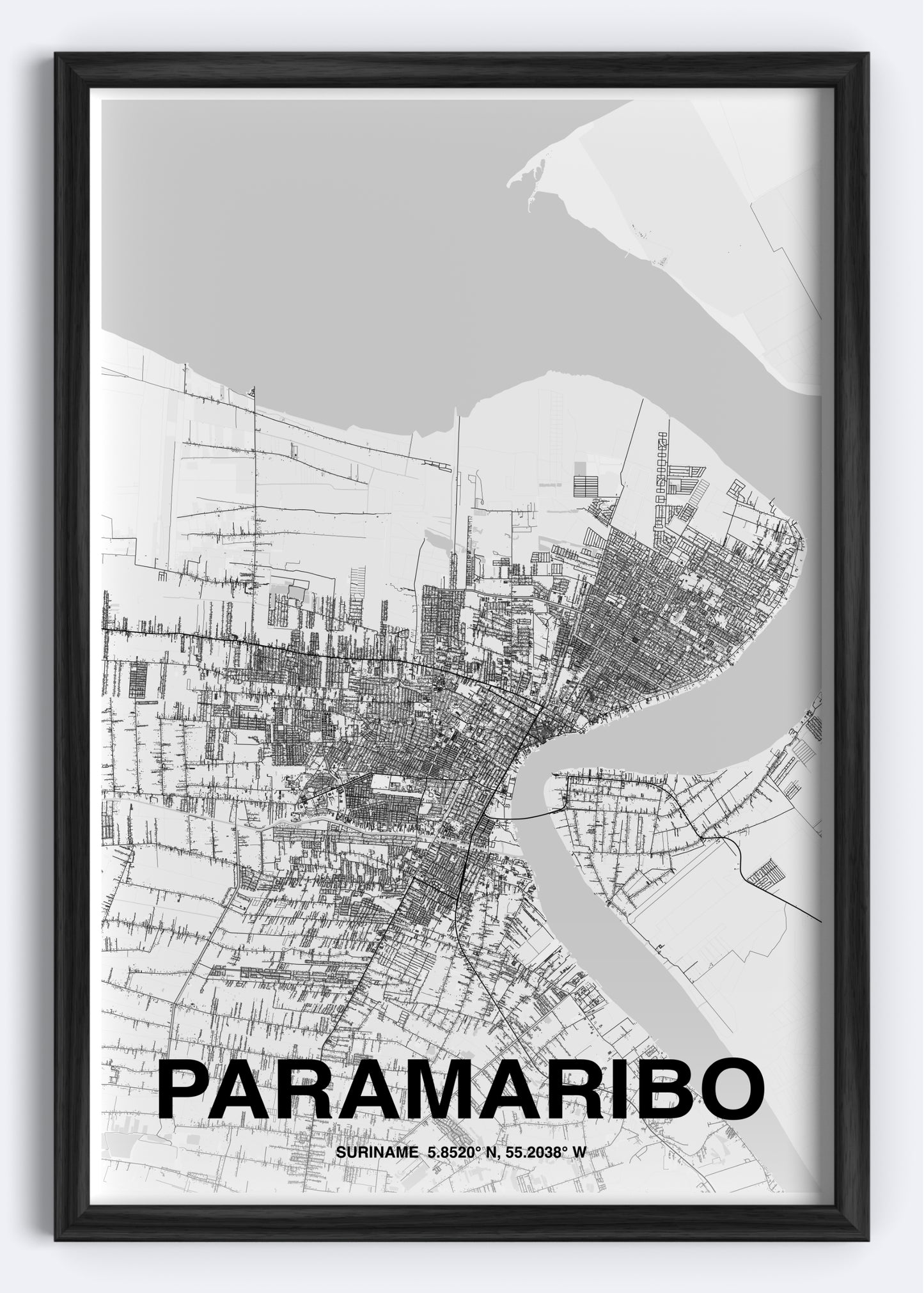 Suriname - Paramaribo Map Art Wall Print