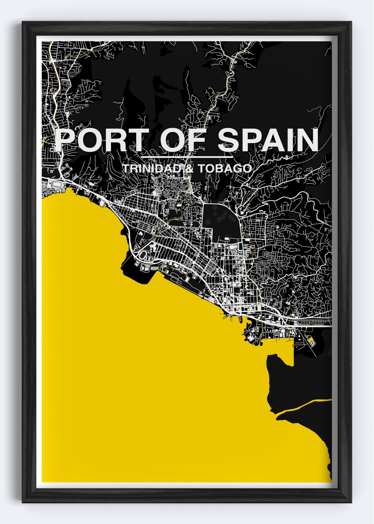 Trinidad & Tobago - Port of Spain Map Art Wall Print