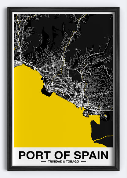 Trinidad & Tobago - Port of Spain Map Art Wall Print