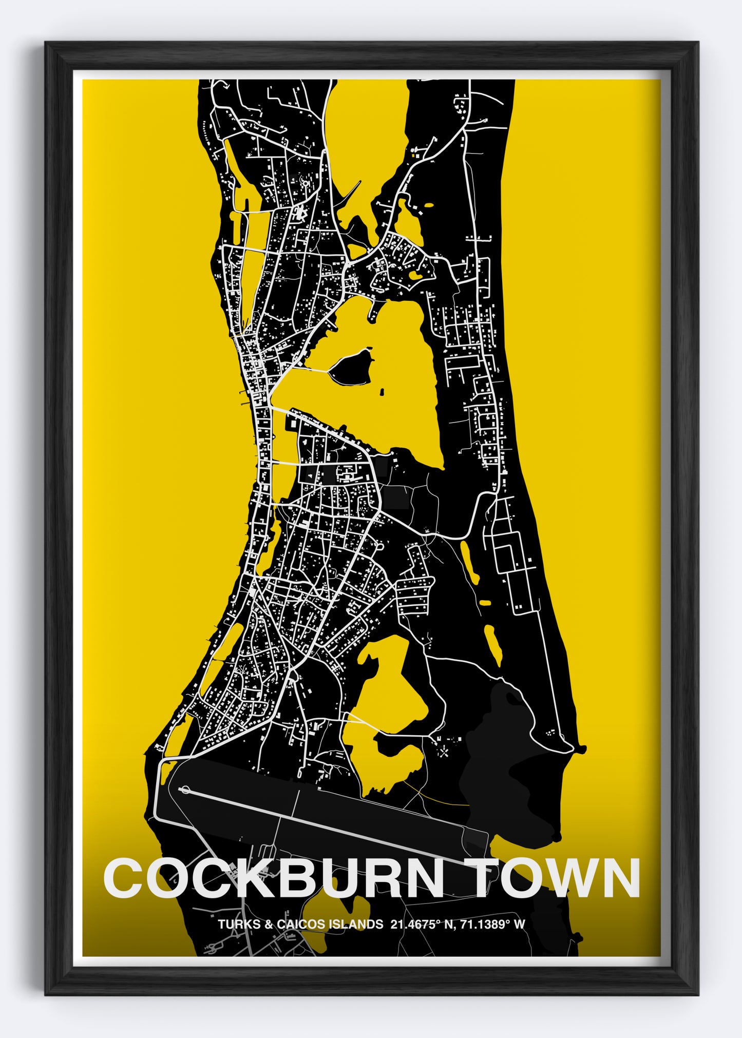 Turks & Caicos - Cockburn Town Map Art Wall Print