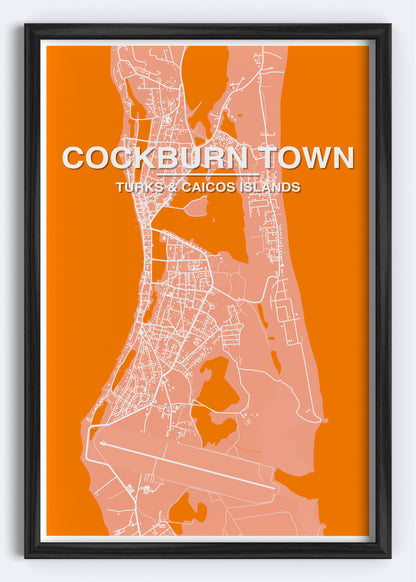 Turks & Caicos - Cockburn Town Map Art Wall Print