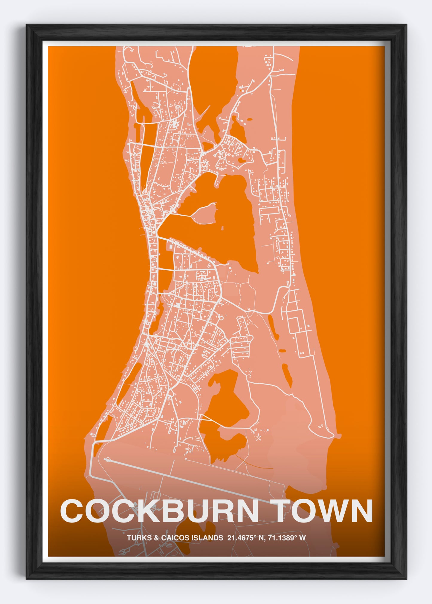 Turks & Caicos - Cockburn Town Map Art Wall Print