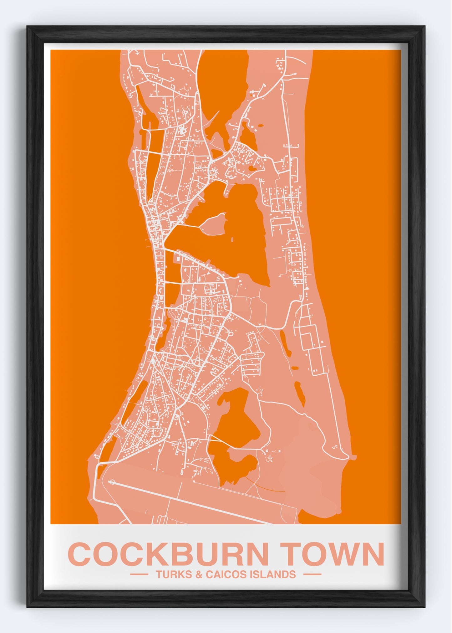 Turks & Caicos - Cockburn Town Map Art Wall Print