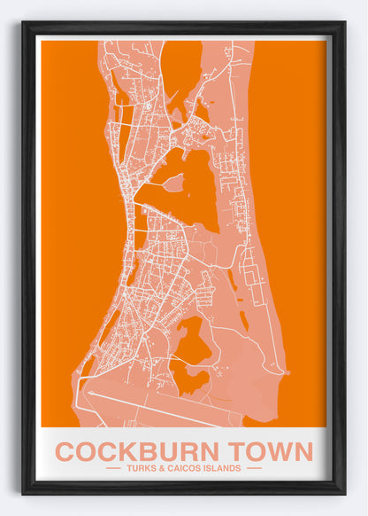 Turks & Caicos - Cockburn Town Map Art Wall Print