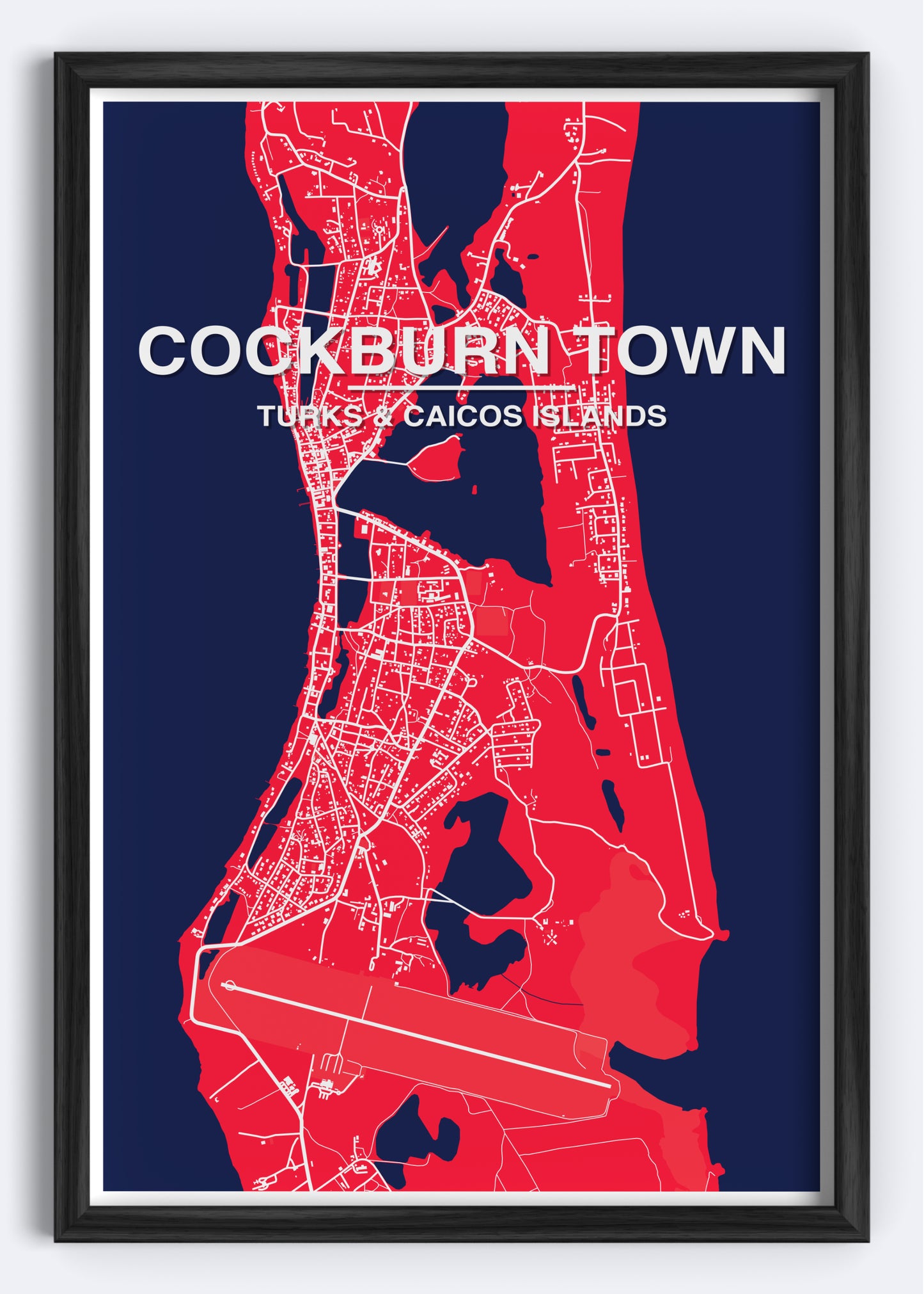 Turks & Caicos - Cockburn Town Map Art Wall Print