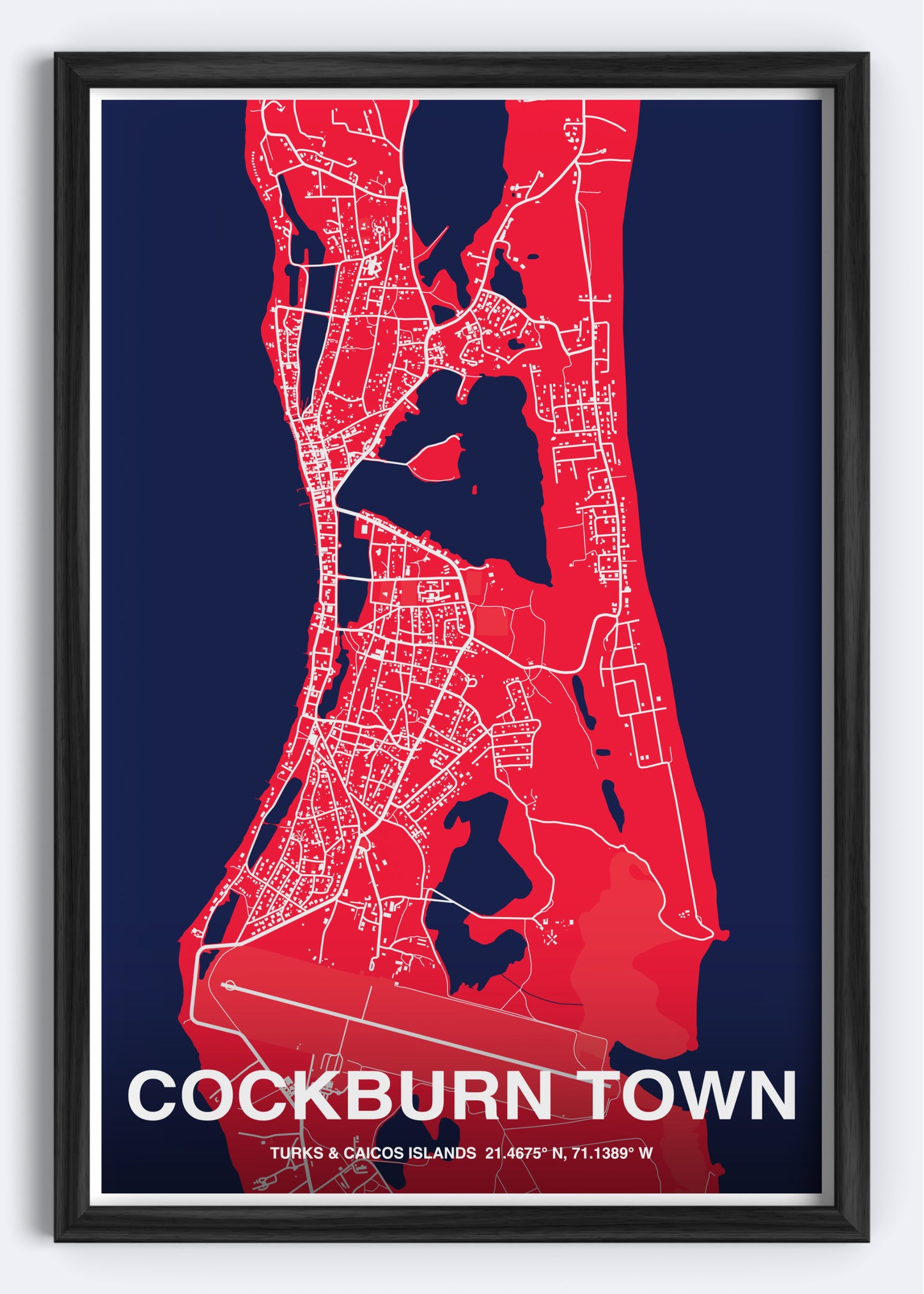 Turks & Caicos - Cockburn Town Map Art Wall Print