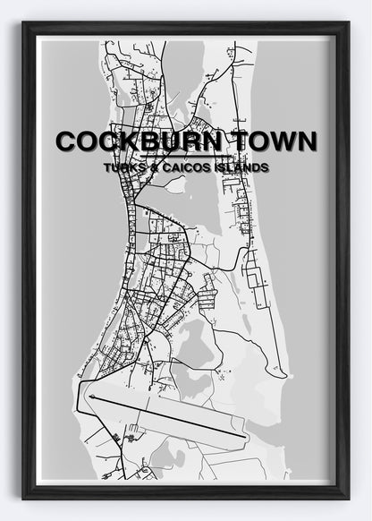 Turks & Caicos - Cockburn Town Map Art Wall Print