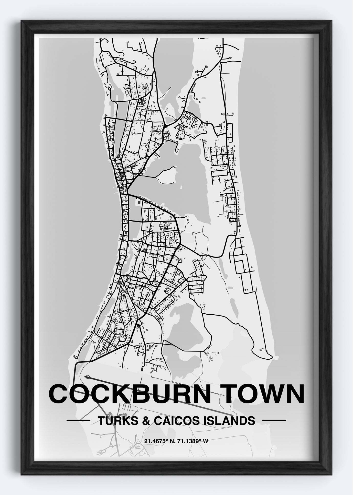 Turks & Caicos - Cockburn Town Map Art Wall Print