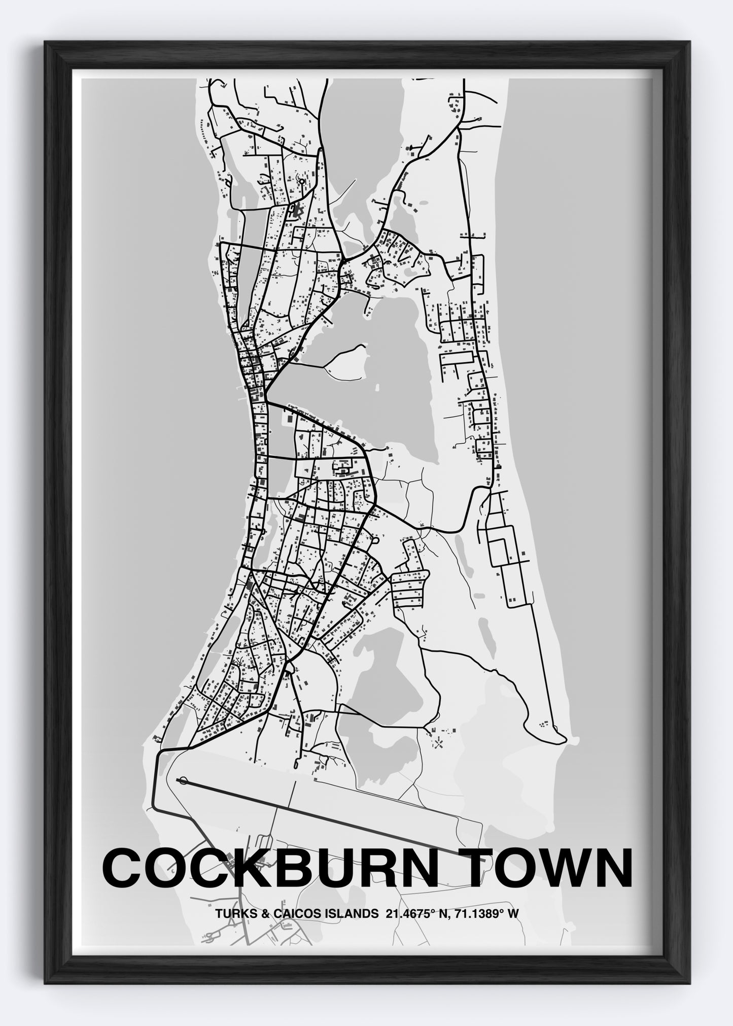 Turks & Caicos - Cockburn Town Map Art Wall Print