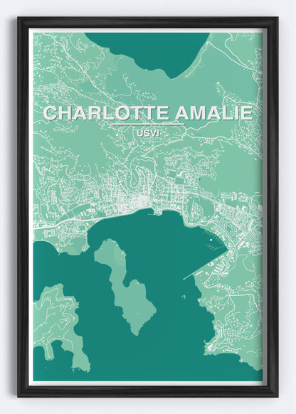 US Virgin Islands - Charlotte Amalie Map Art Wall Print