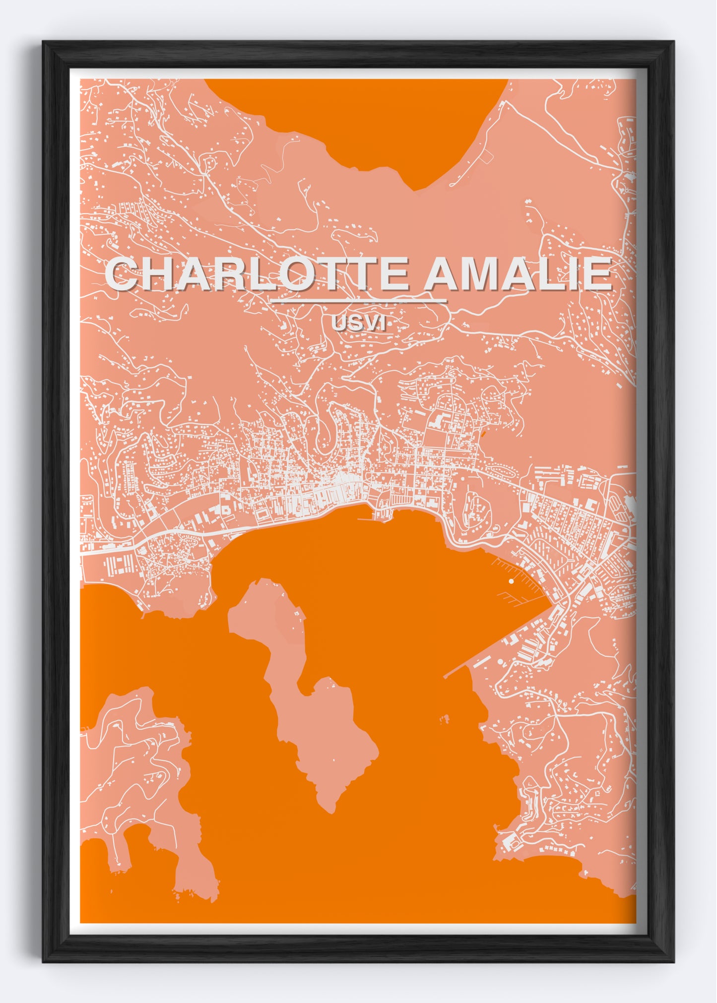 US Virgin Islands - Charlotte Amalie Map Art Wall Print