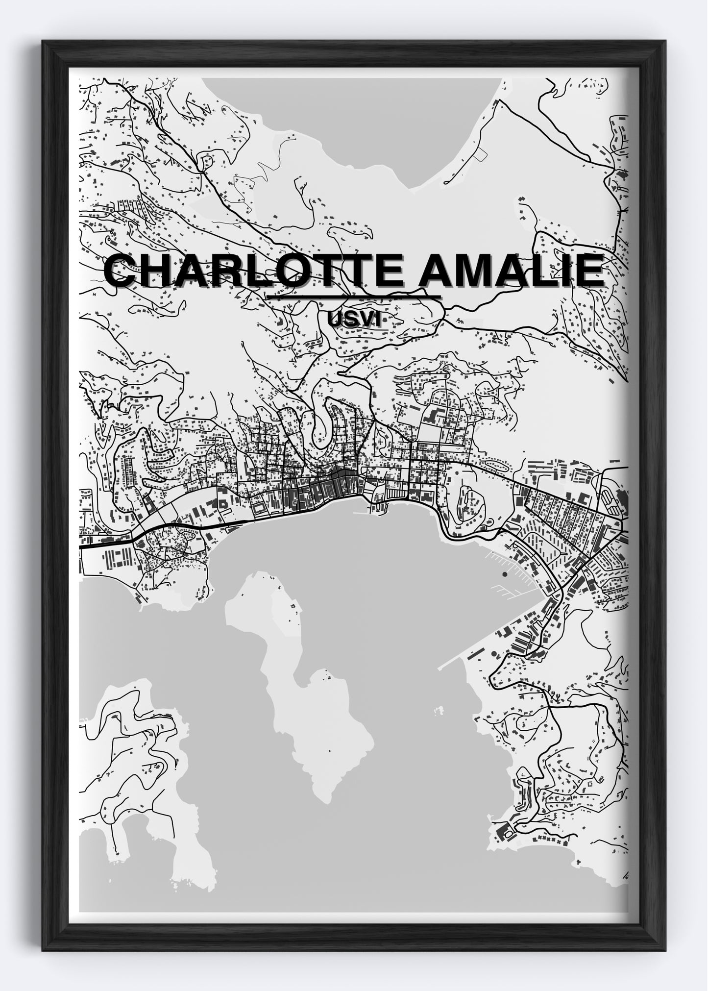 US Virgin Islands - Charlotte Amalie Map Art Wall Print