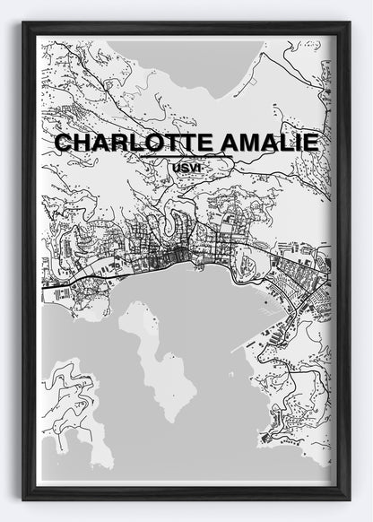 US Virgin Islands - Charlotte Amalie Map Art Wall Print