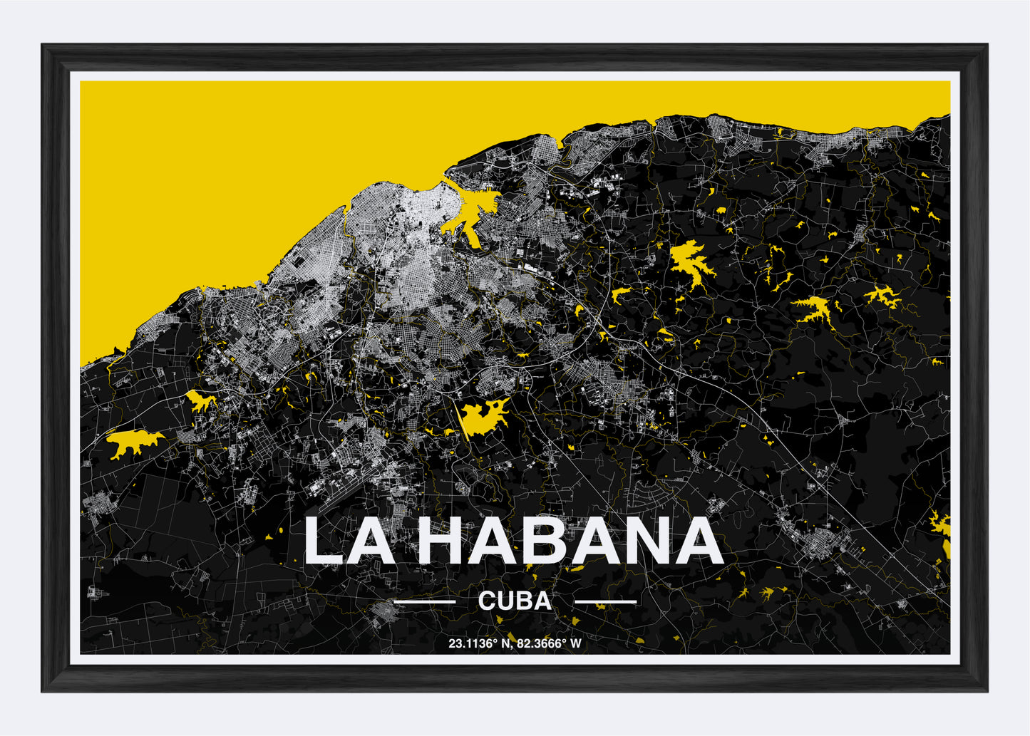 Cuba  - La Habana Map Art Wall Print