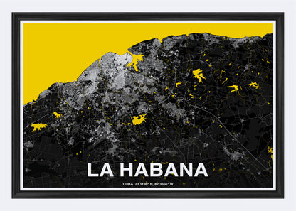 Cuba  - La Habana Map Art Wall Print