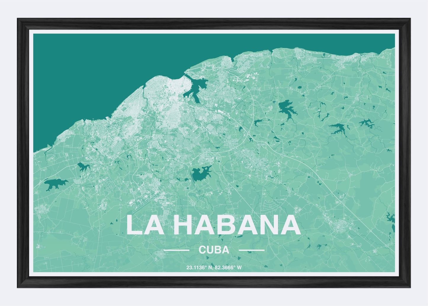 Cuba  - La Habana Map Art Wall Print