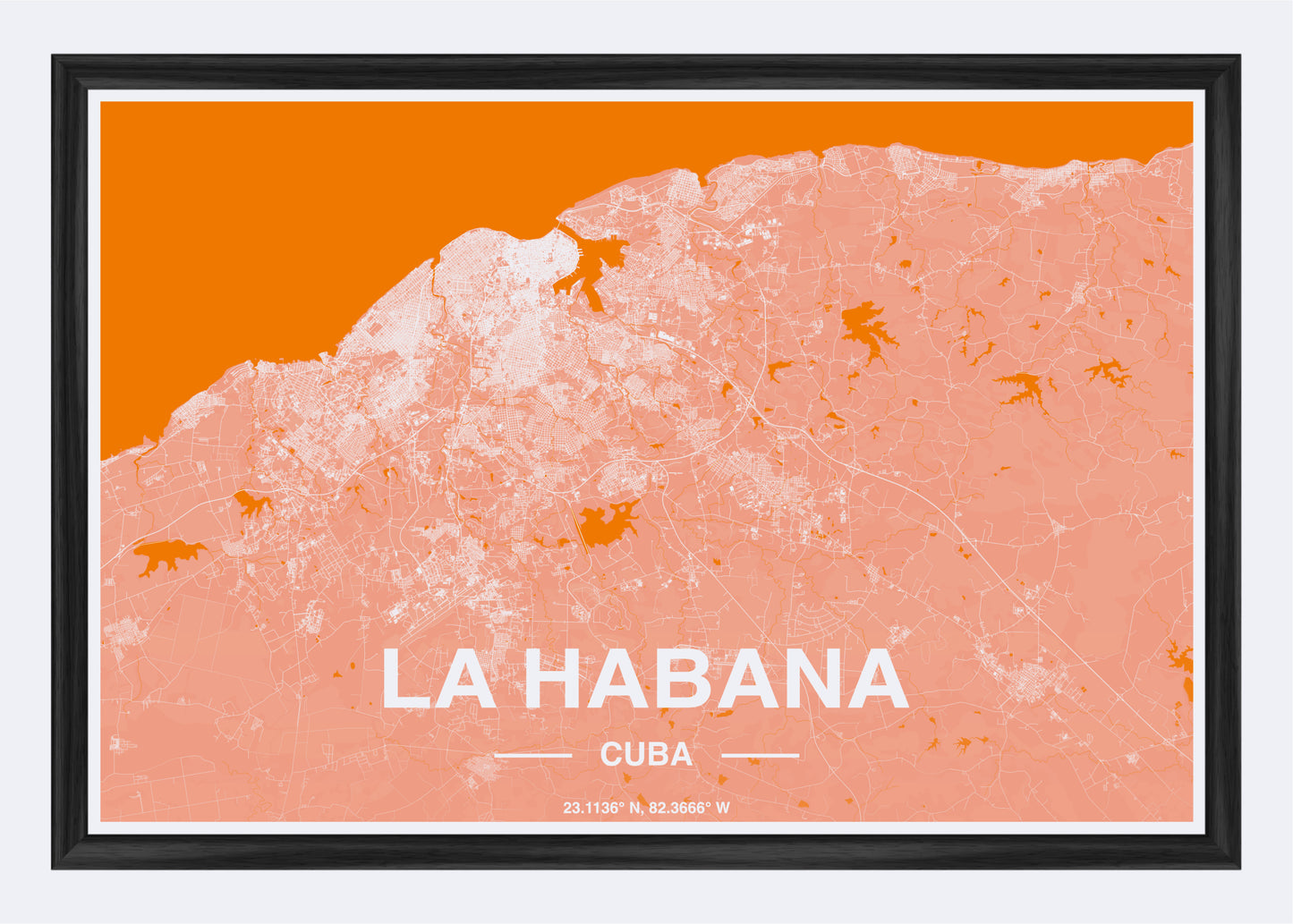 Cuba  - La Habana Map Art Wall Print