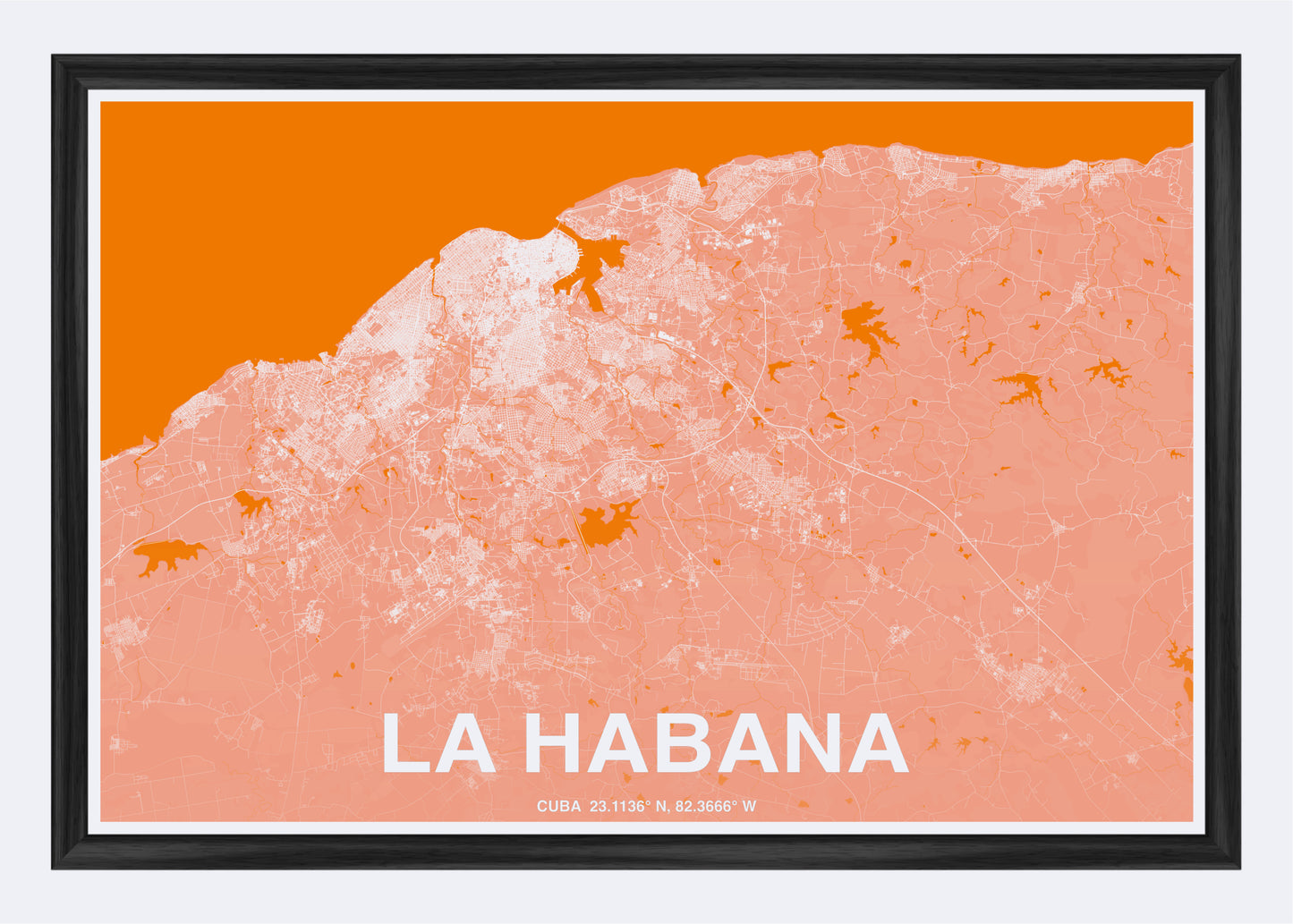 Cuba  - La Habana Map Art Wall Print