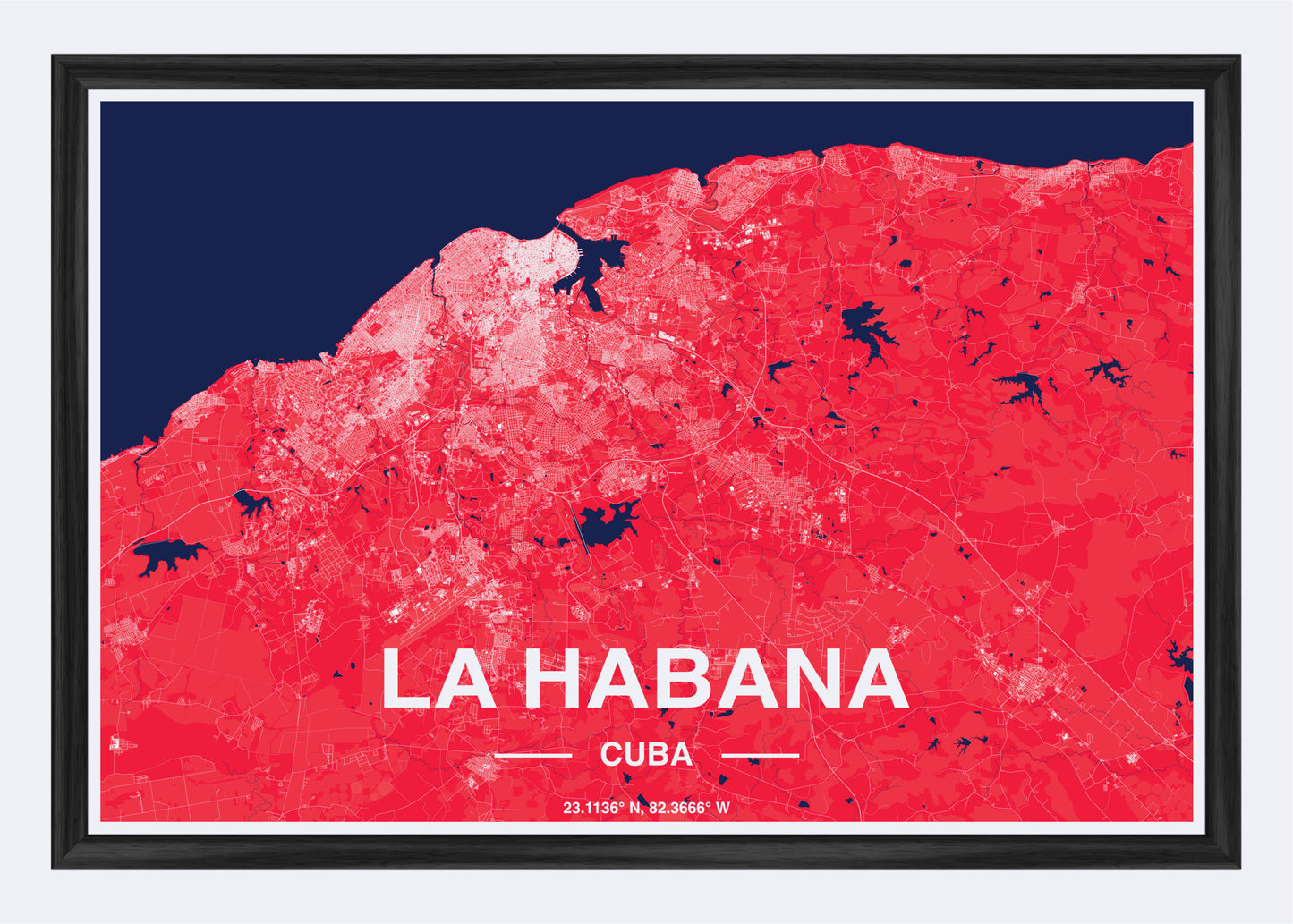 Cuba  - La Habana Map Art Wall Print