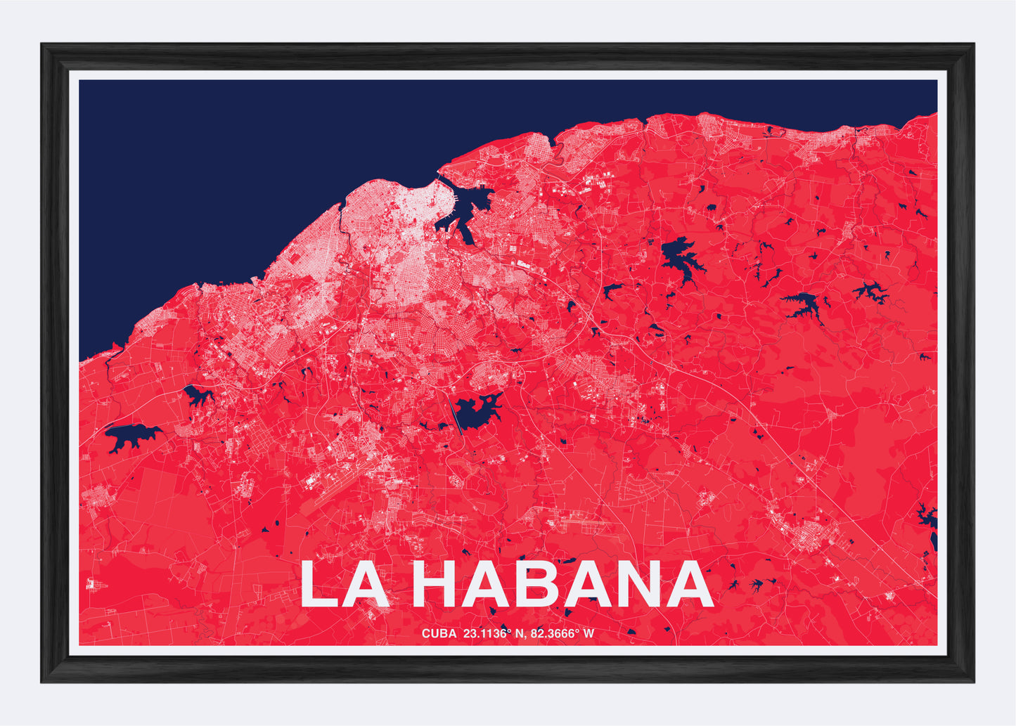 Cuba  - La Habana Map Art Wall Print