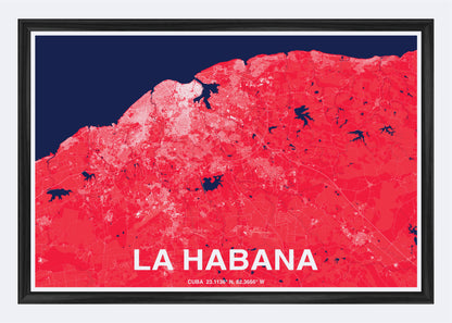 Cuba  - La Habana Map Art Wall Print