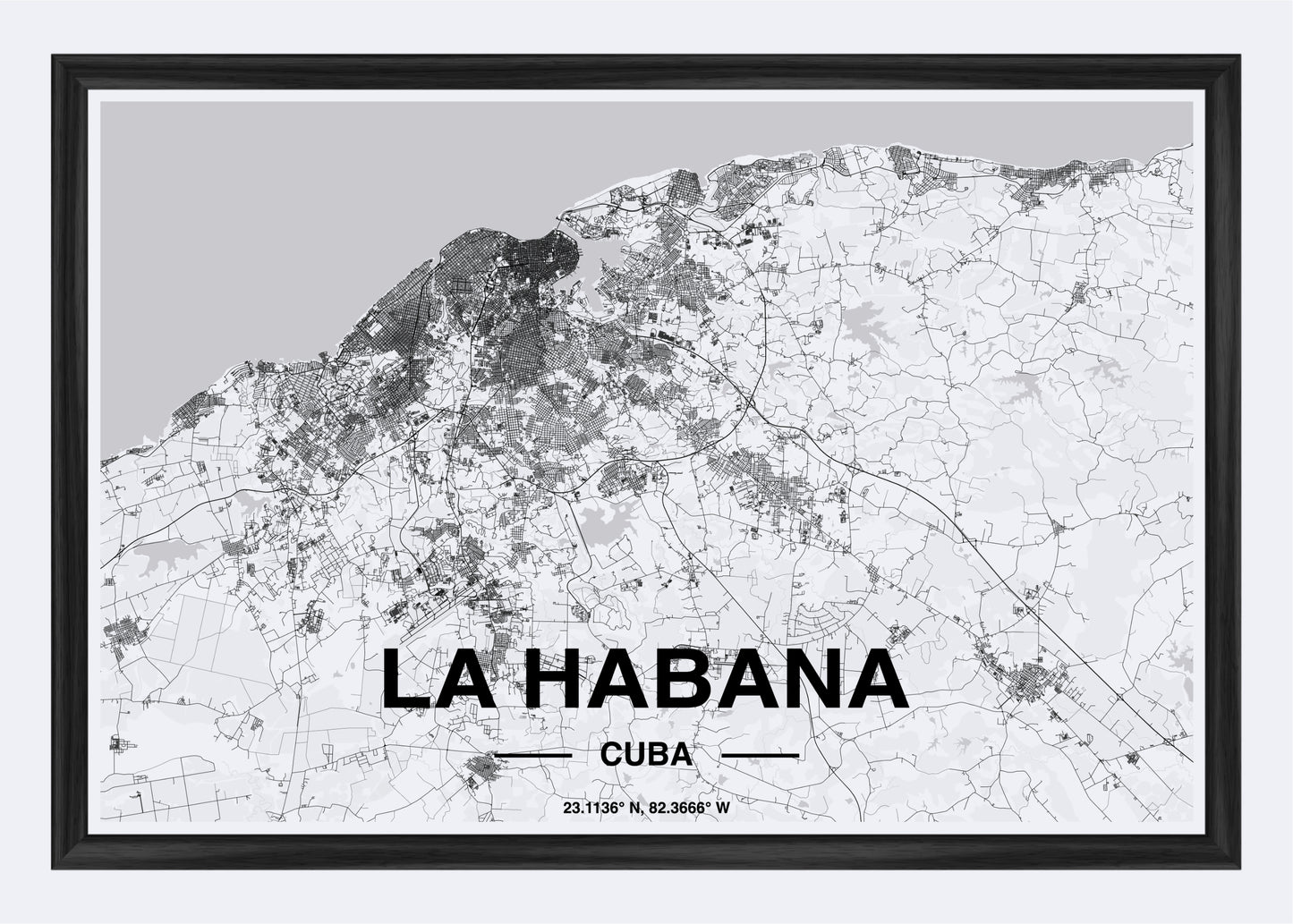 Cuba  - La Habana Map Art Wall Print