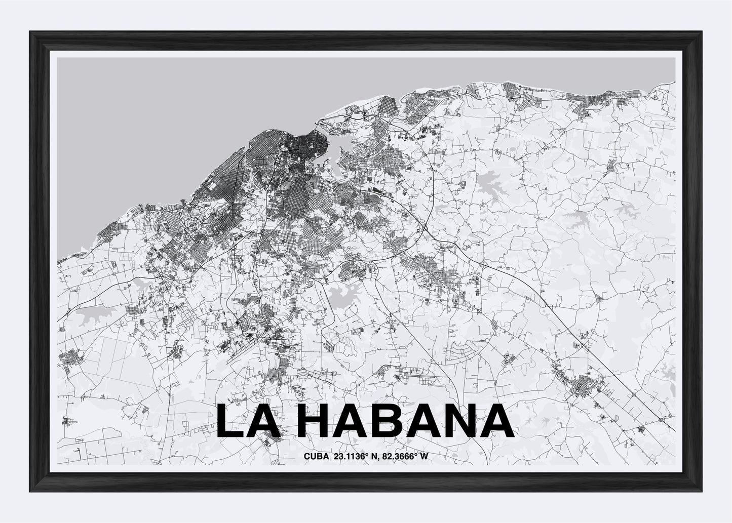 Cuba  - La Habana Map Art Wall Print