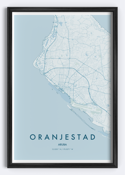 Oranjestad, Aruba map wall art print
