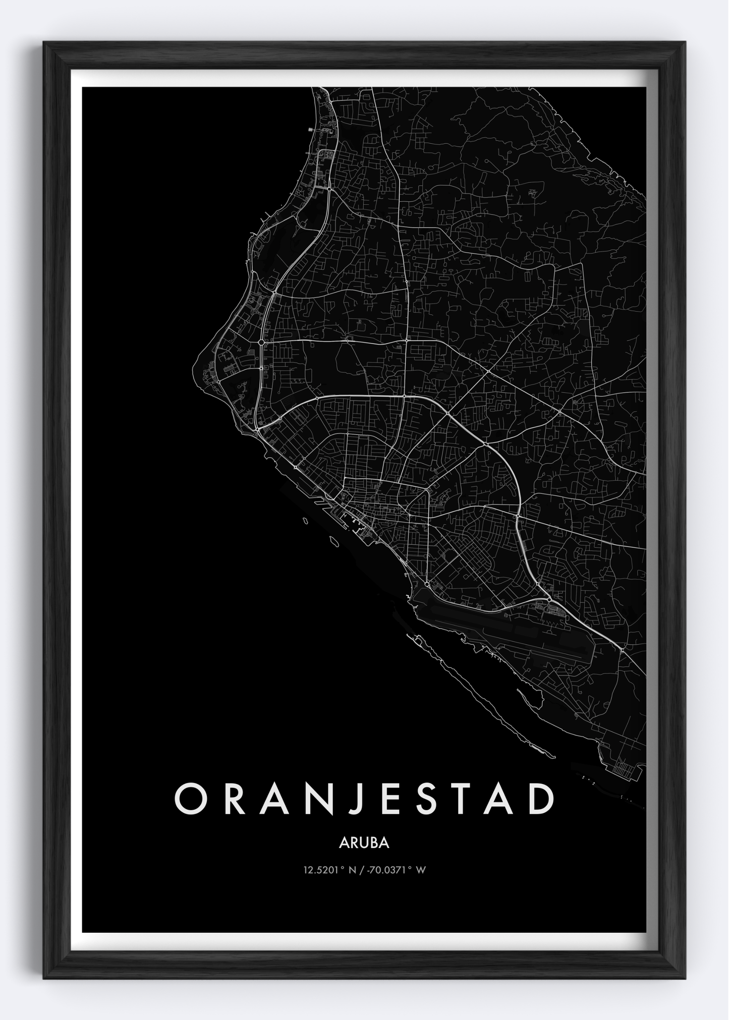 Oranjestad, Aruba map wall art print
