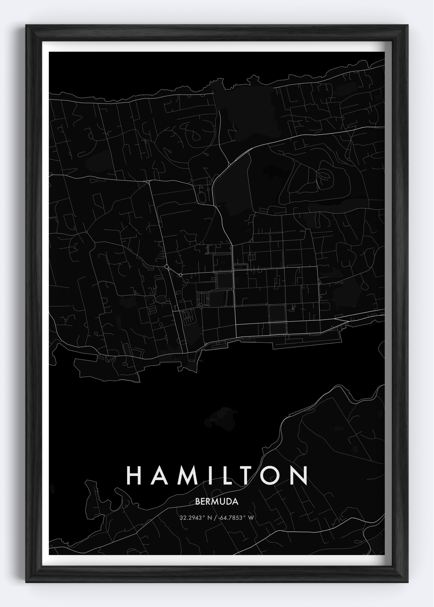 Hamilton, Bermuda map wall art print
