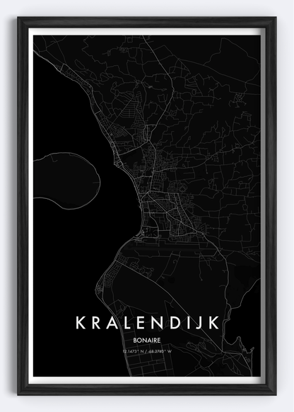Kralendijk, Bonaire map wall art print
