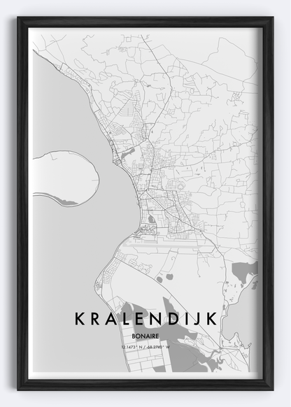 Kralendijk, Bonaire map wall art print
