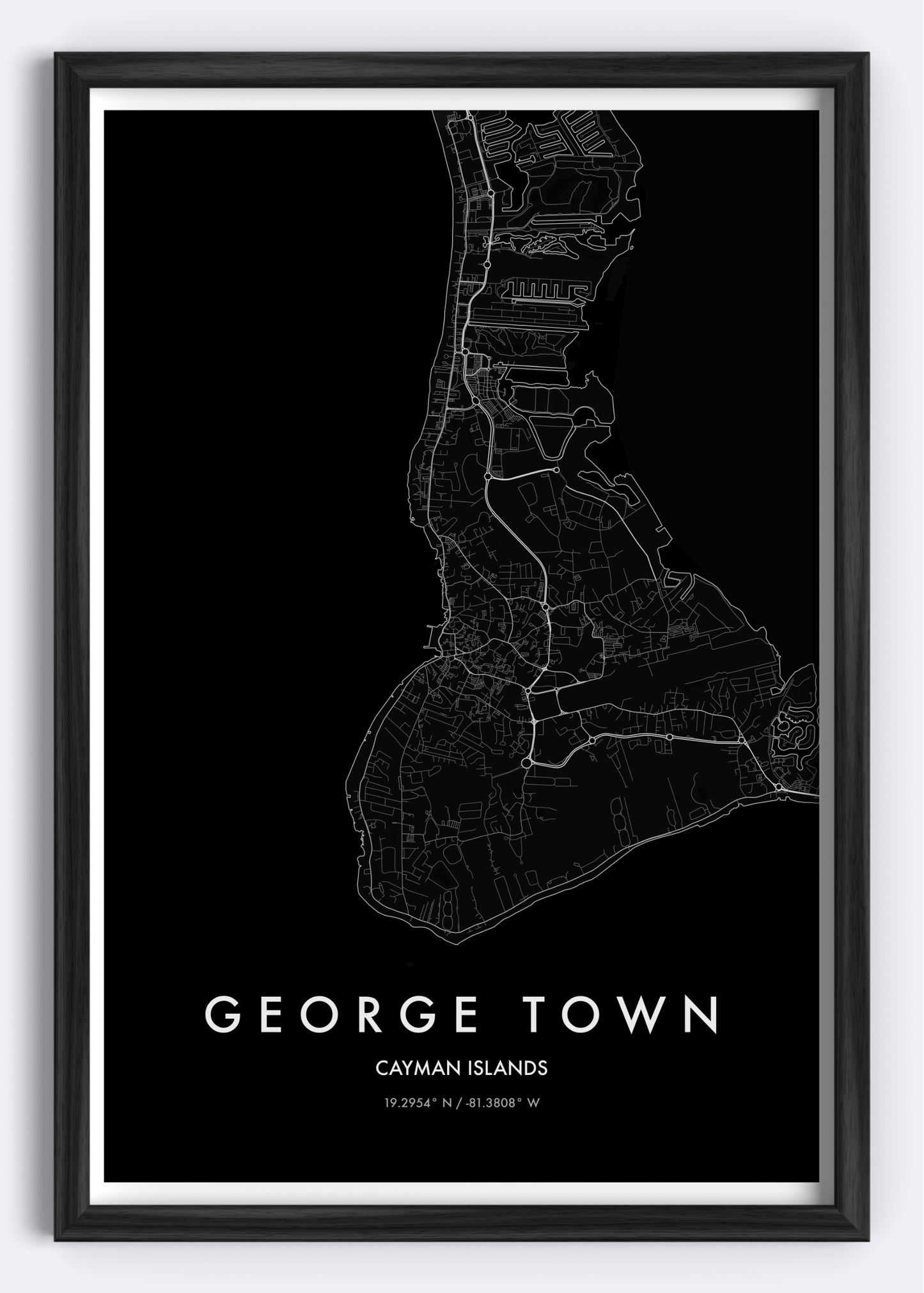 George Town, Cayman Islands map wall art print