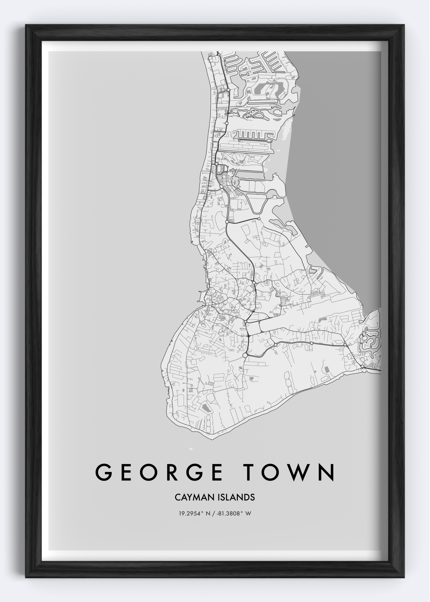 George Town, Cayman Islands map wall art print