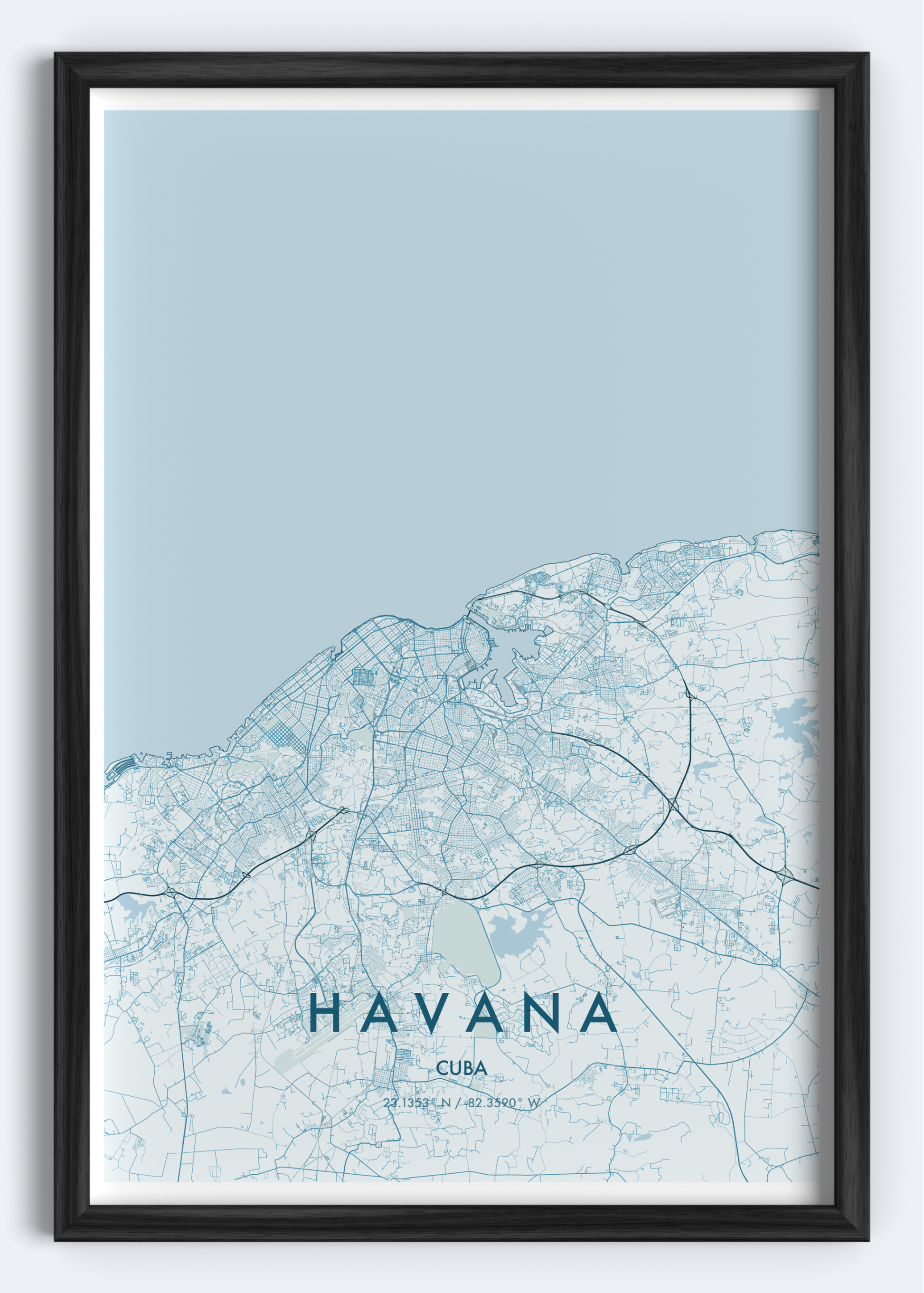 Havana, Cuba map wall art print
