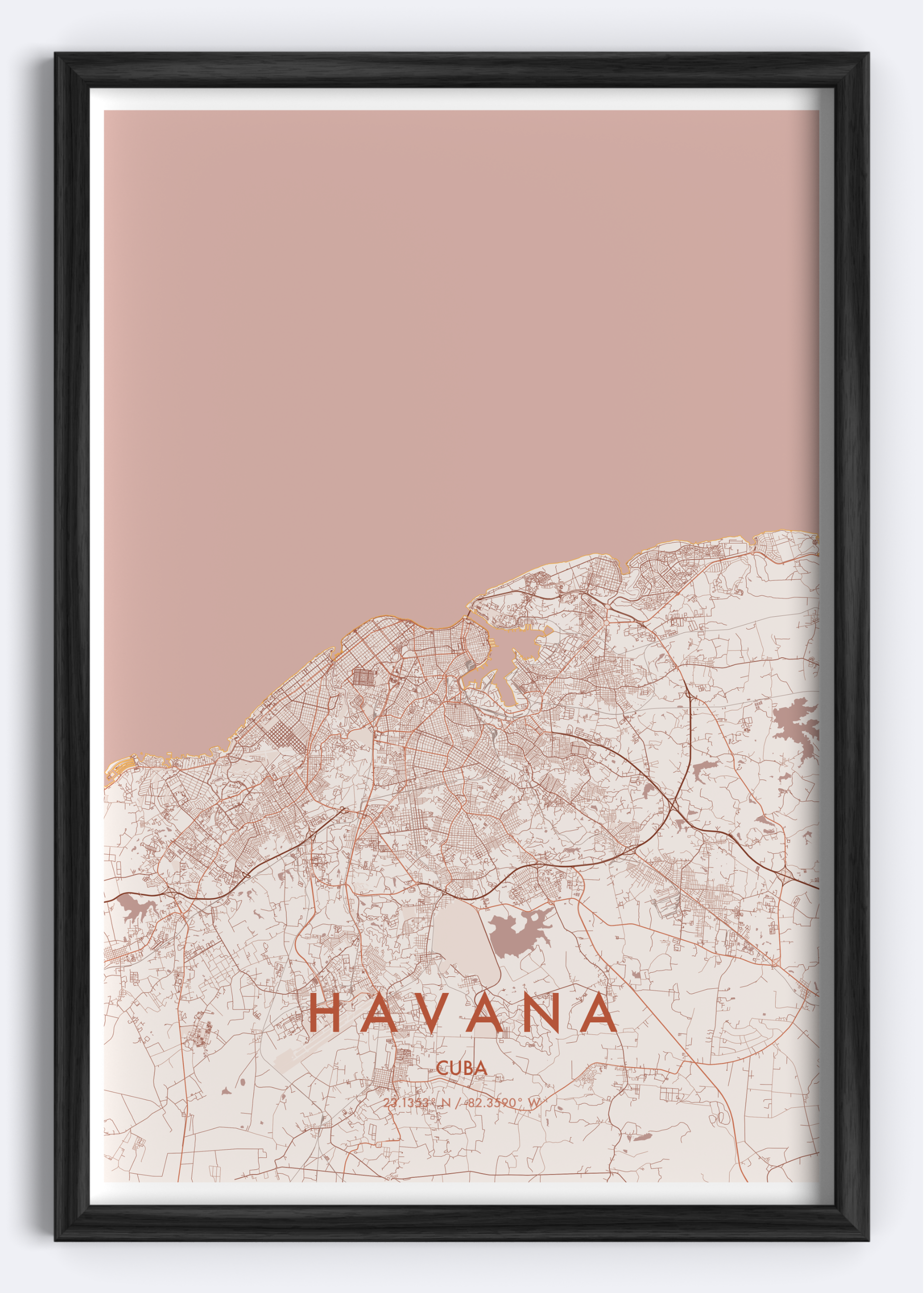 Havana, Cuba map wall art print
