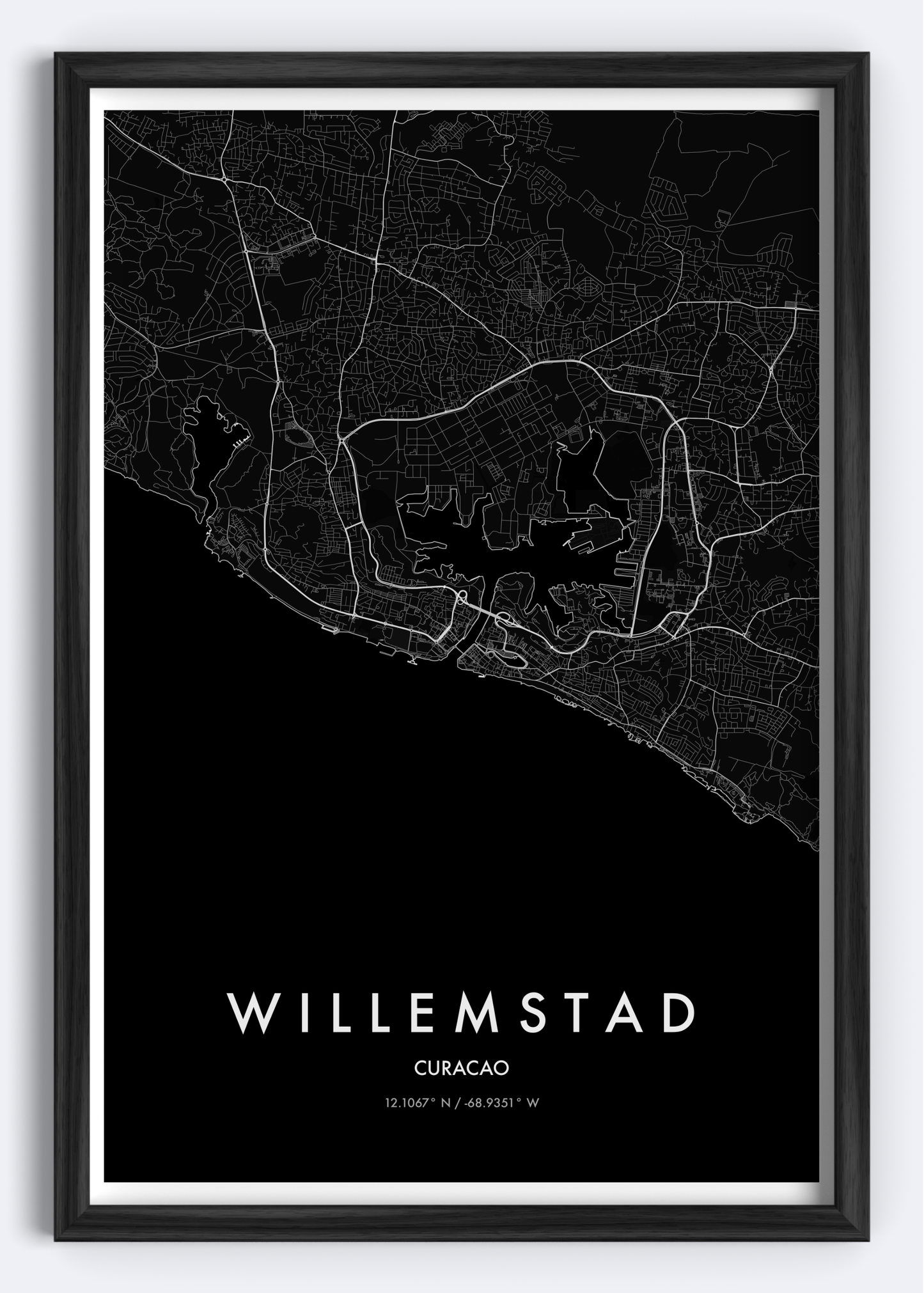 Willemstad, Curaçao map wall art print