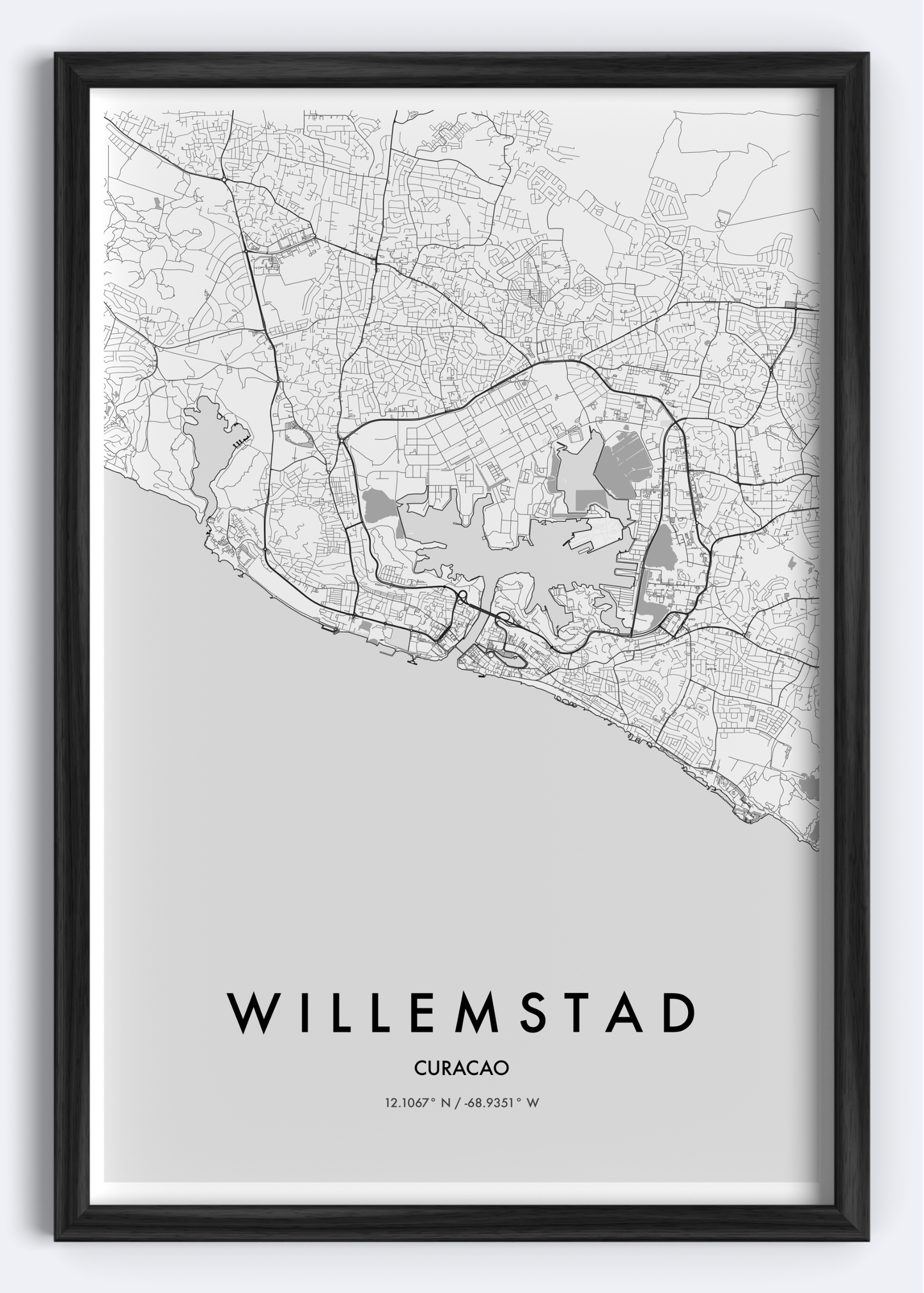 Willemstad, Curaçao map wall art print