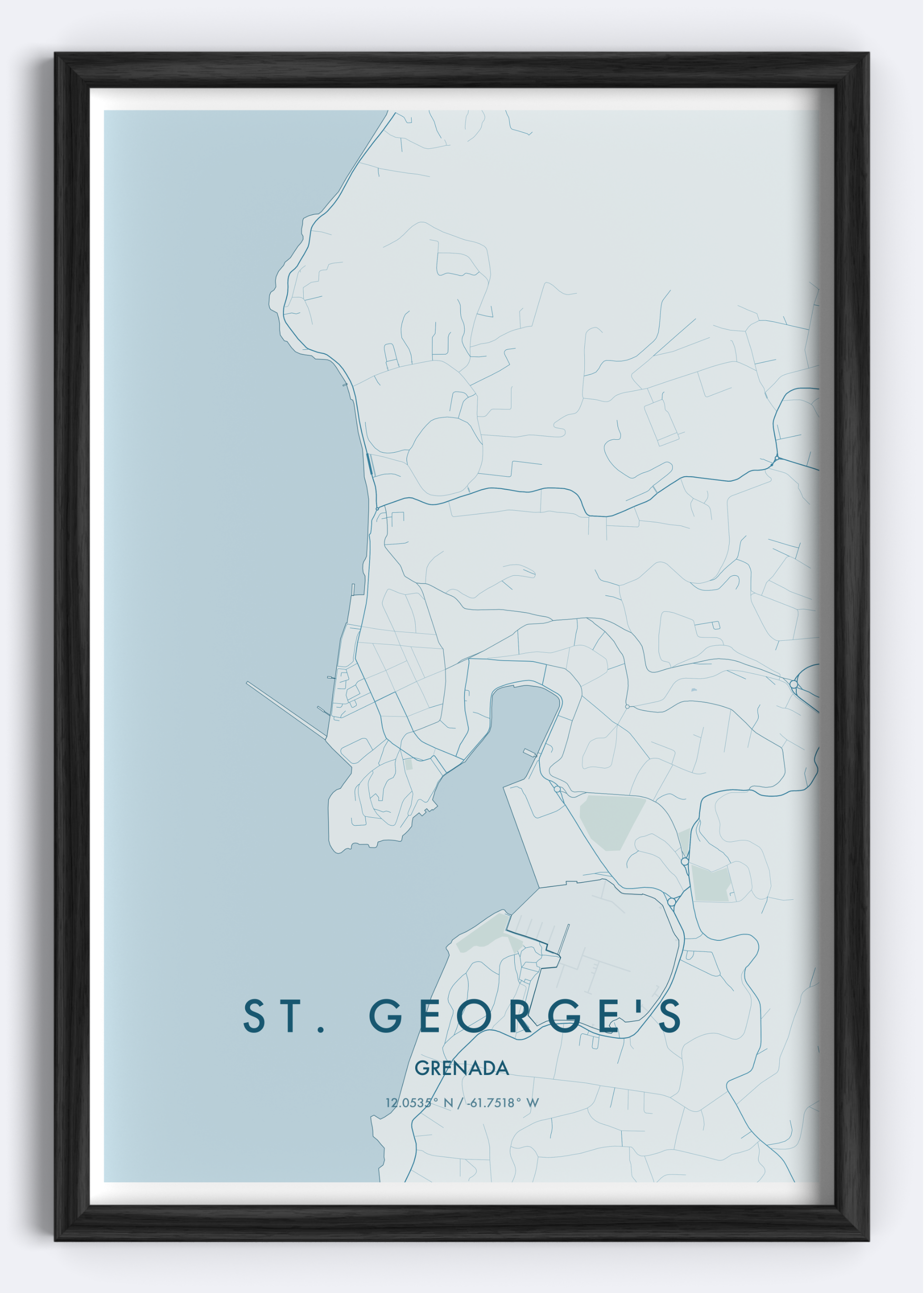 St. George's, Grenada map wall art print