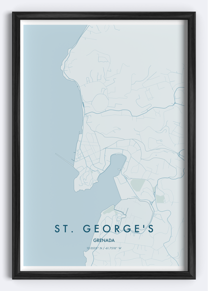 St. George's, Grenada map wall art print