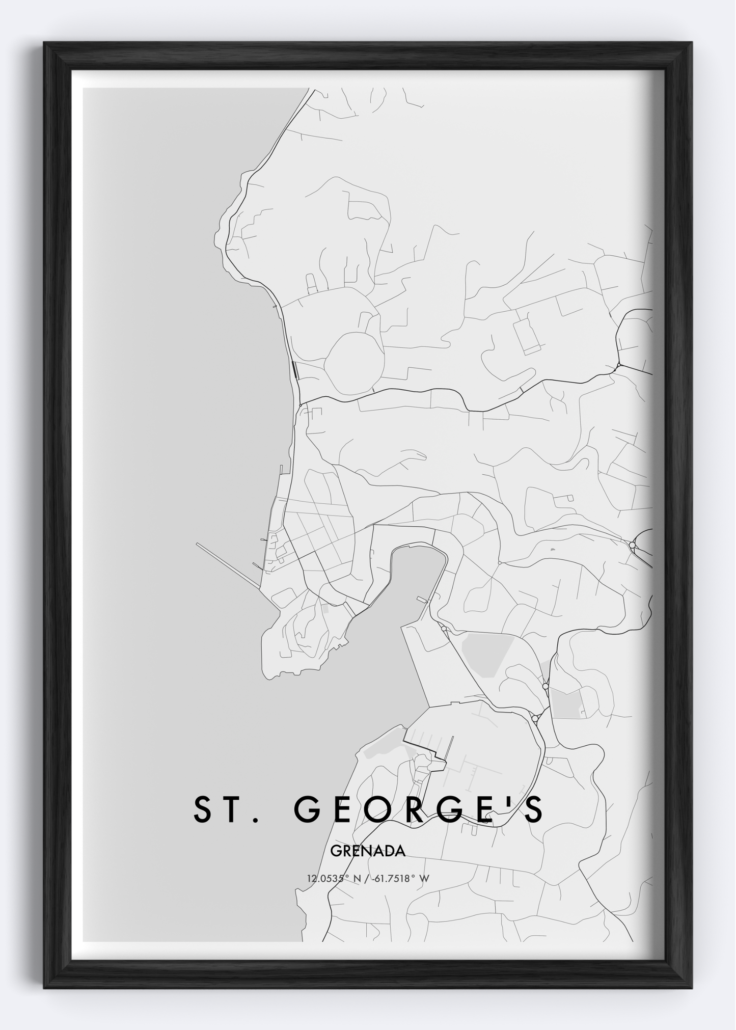 St. George's, Grenada map wall art print