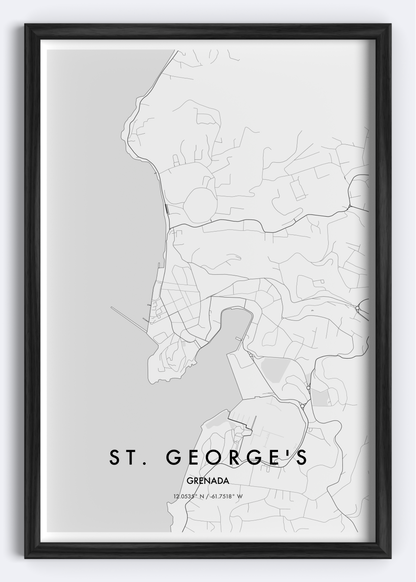 St. George's, Grenada map wall art print