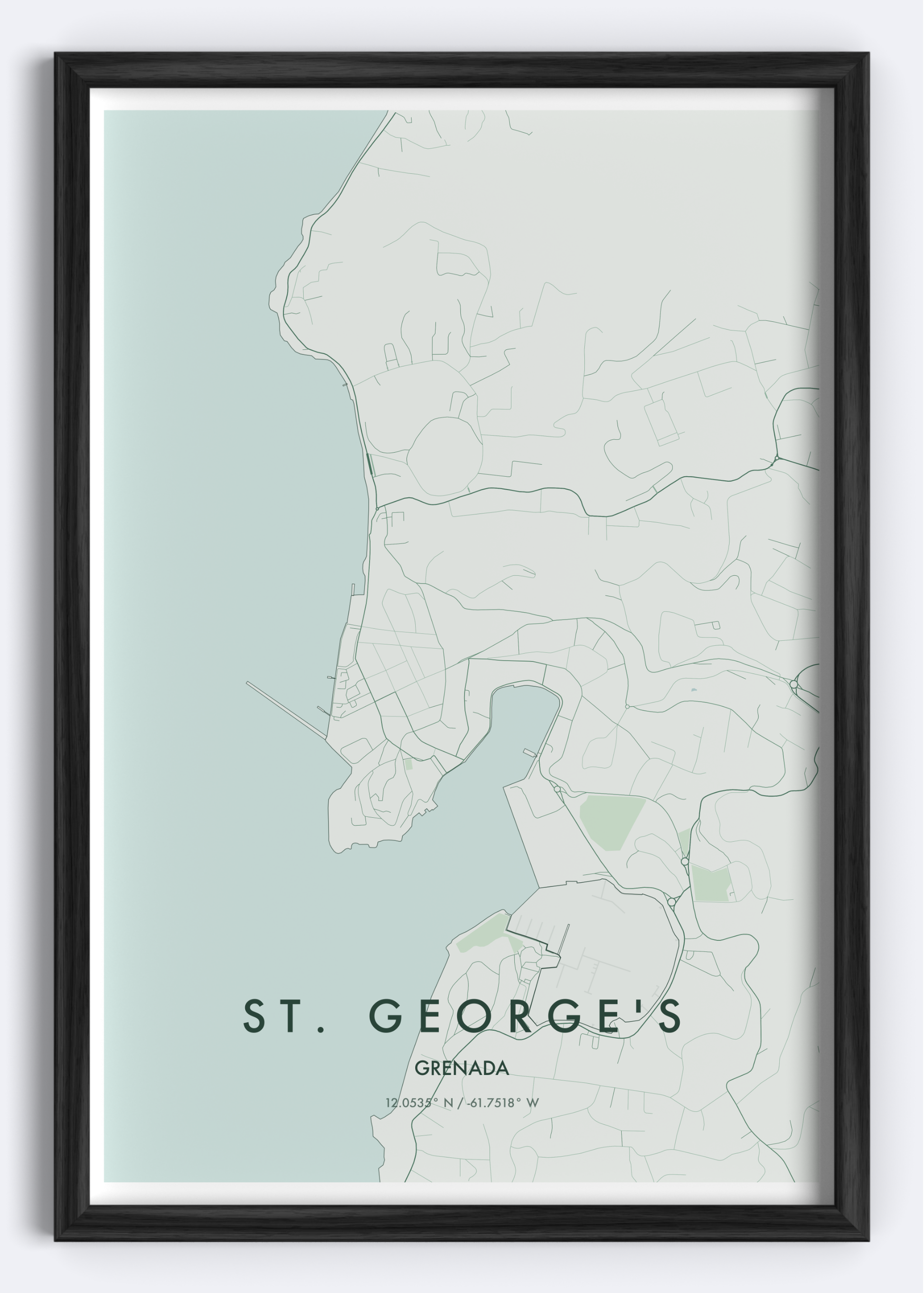 St. George's, Grenada map wall art print