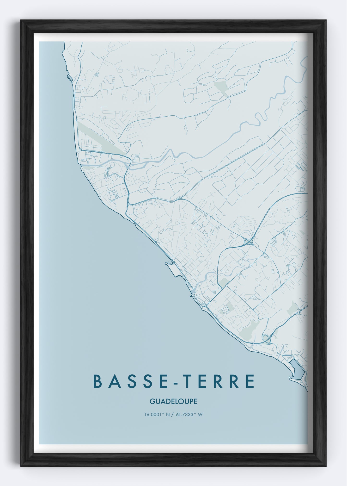 Basse-Terre, Guadeloupe map wall art print