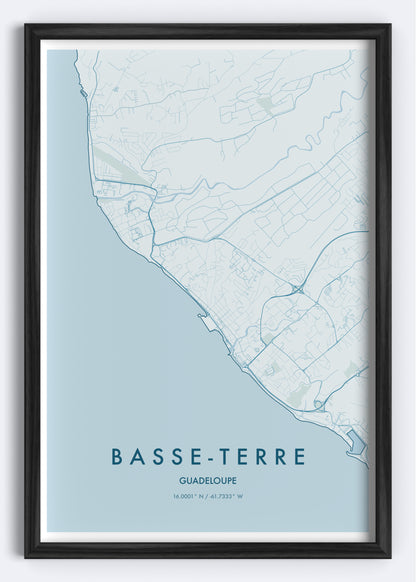 Basse-Terre, Guadeloupe map wall art print